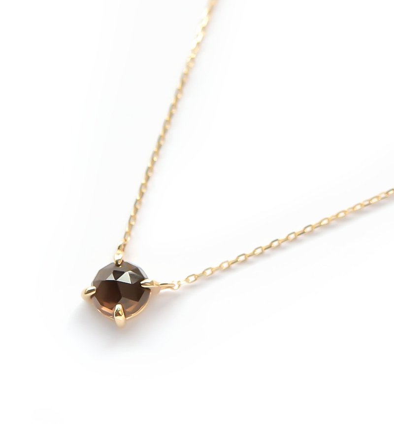 Smoky Quartz K10 Necklace Rose Cut ~VALOA~ - 项链 - 宝石 卡其色
