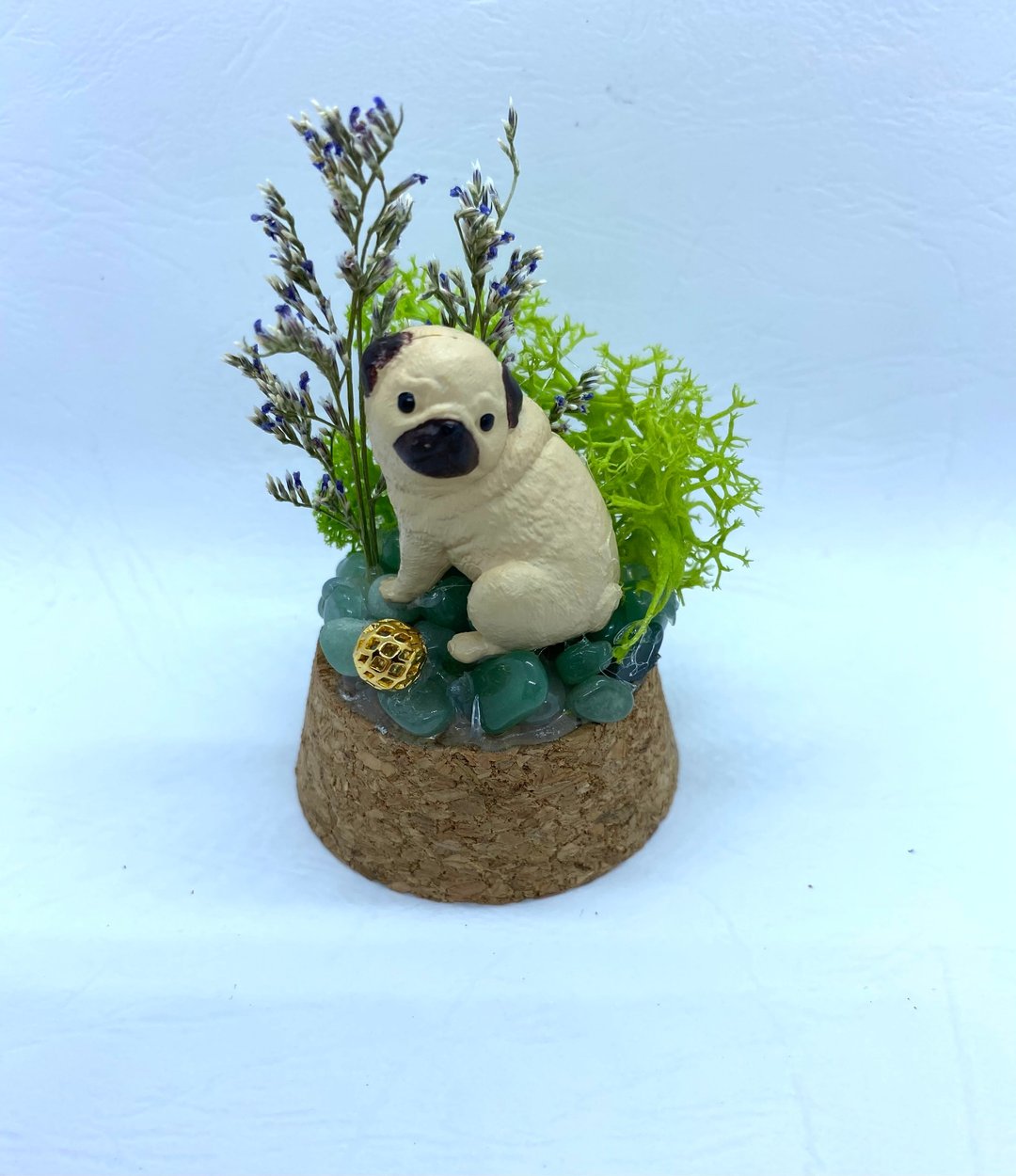 绿色树林。哈巴犬-手工玻璃罩公仔/水晶/干燥花摆设 - 摆饰 - 水晶 