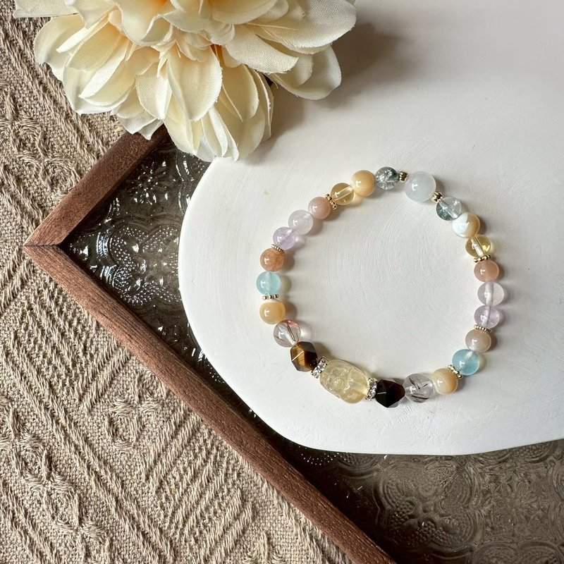 彩虹黄水晶貔貅弹性手链 - 手链/手环 - 水晶 