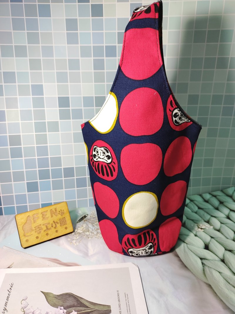 和风系列手工厚棉不倒翁福神达摩冰霸杯袋-水壶袋-饮料袋保温杯袋 - 随行杯提袋/水壶袋 - 棉．麻 