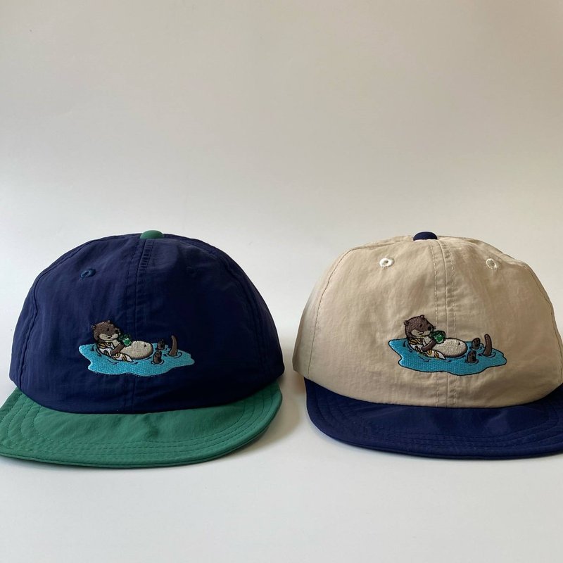 Underline Otter Floating Nylon Kiddie Cap 儿童帽/适合4-7岁儿童 - 帽子 - 尼龙 卡其色