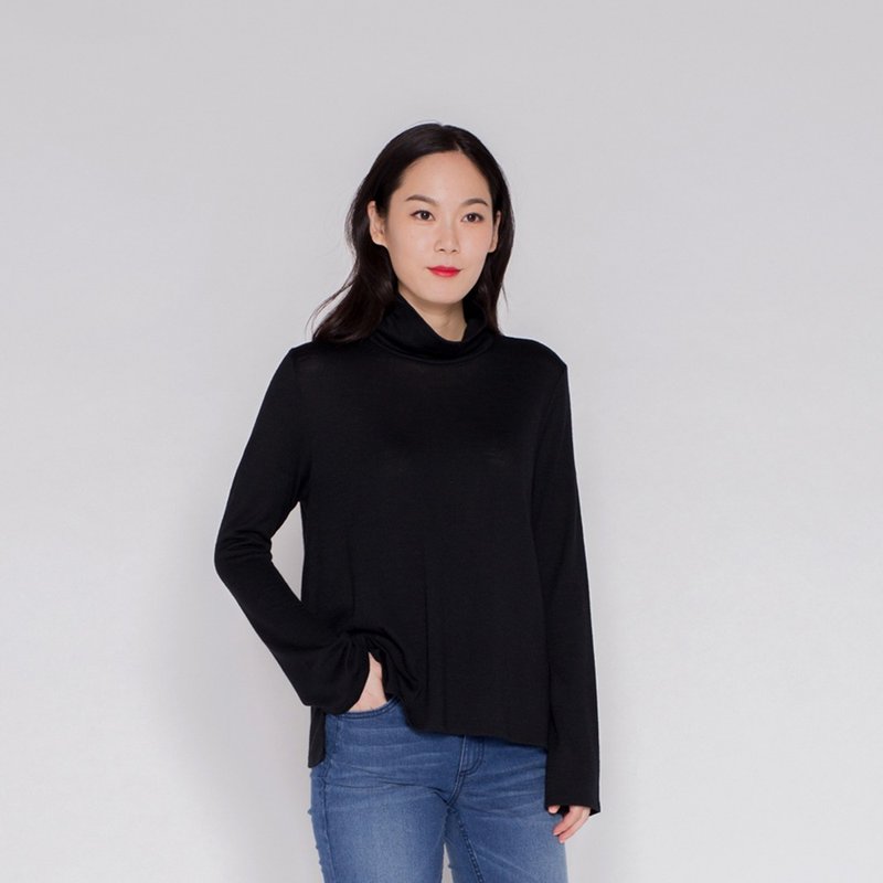 优雅女绅高领上衣 Exquisite  Turtule Neck Jersey Top - 女装上衣 - 其他材质 黑色