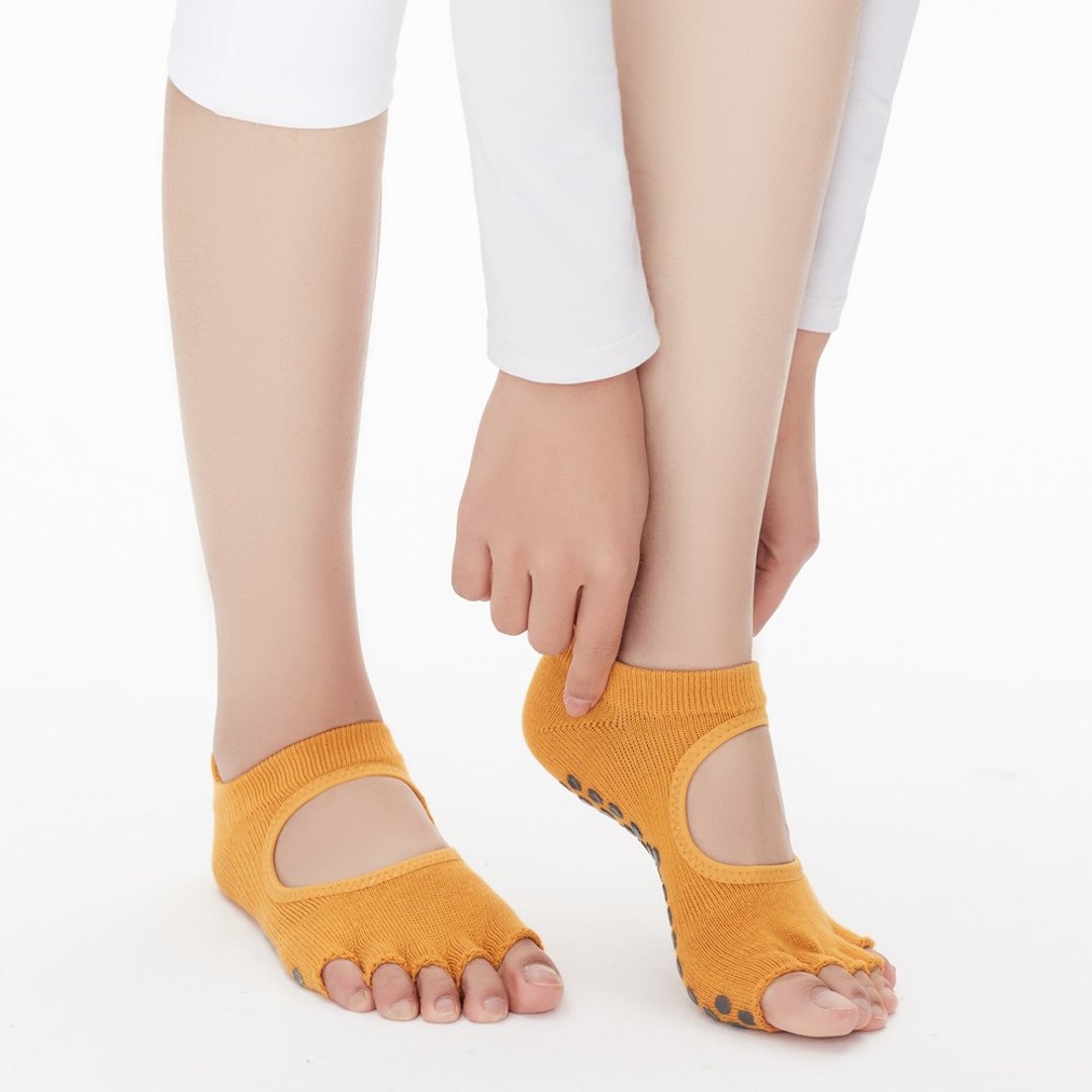【Clesign】Toe Grip Socks 瑜珈露趾袜 - Radiant - 女装瑜珈服 - 棉 橘色