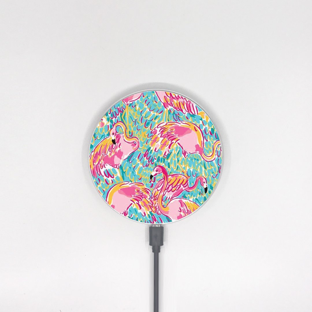 水彩画火烈鸟 10W手机 QI无线充电板 Wireless Charger 005 - 手机充电及周边 - 其他材质 绿色