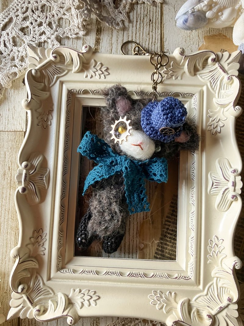 Gear Gentleman 的黑猫 Amigurumi 包款饰品 - 玩偶/公仔 - 羊毛 黑色