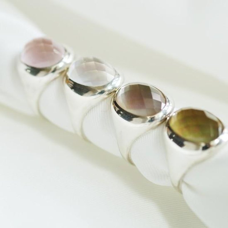 Crystal and white pearl oyster ring - 戒指 - 纯银 银色