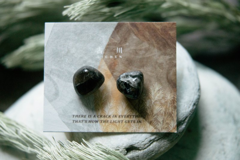CRACK | 矿物系耳环 |  EARRINGS - 耳环/耳夹 - 玉石 黑色