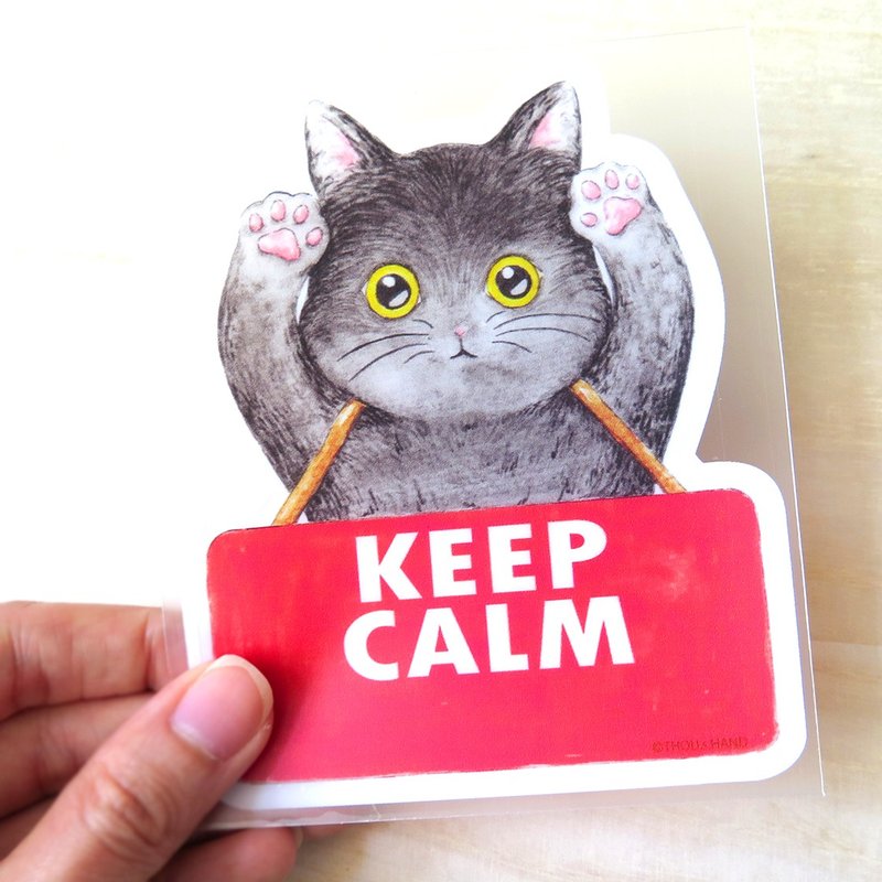 猫猫保持冷静 KEEP CALM 静电玻璃贴 停车贴 - 墙贴/壁贴 - 塑料 多色