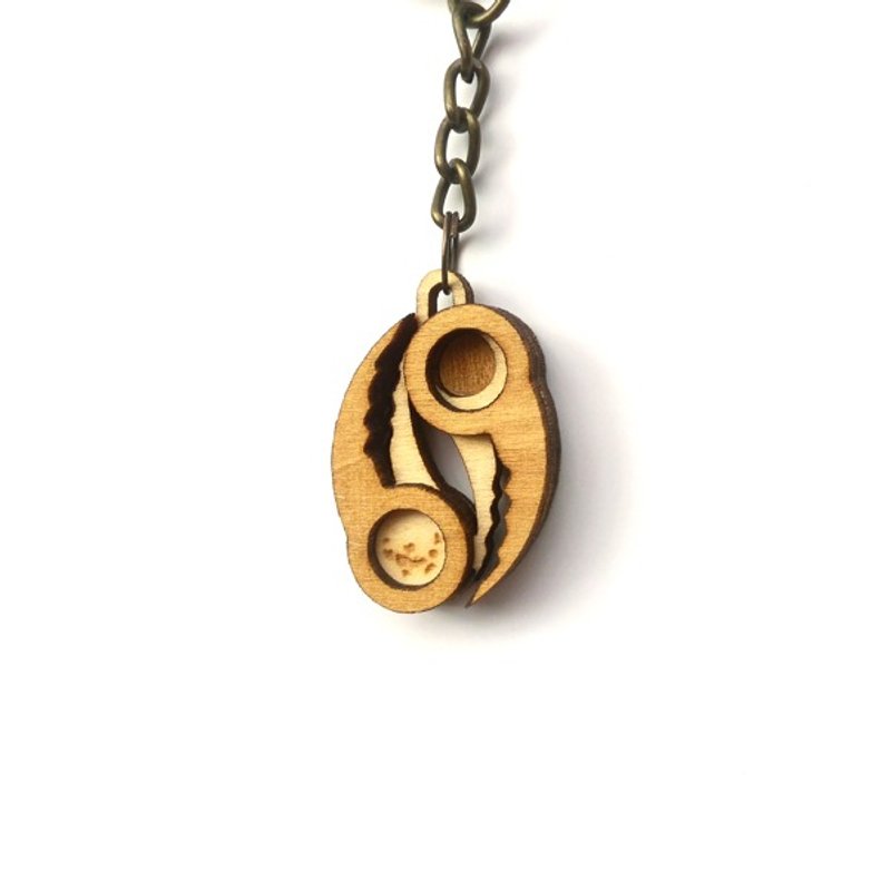 巨蟹座之月 - 典雅深邃的巨蟹座钥匙圈 - 钥匙链/钥匙包 - 木头 