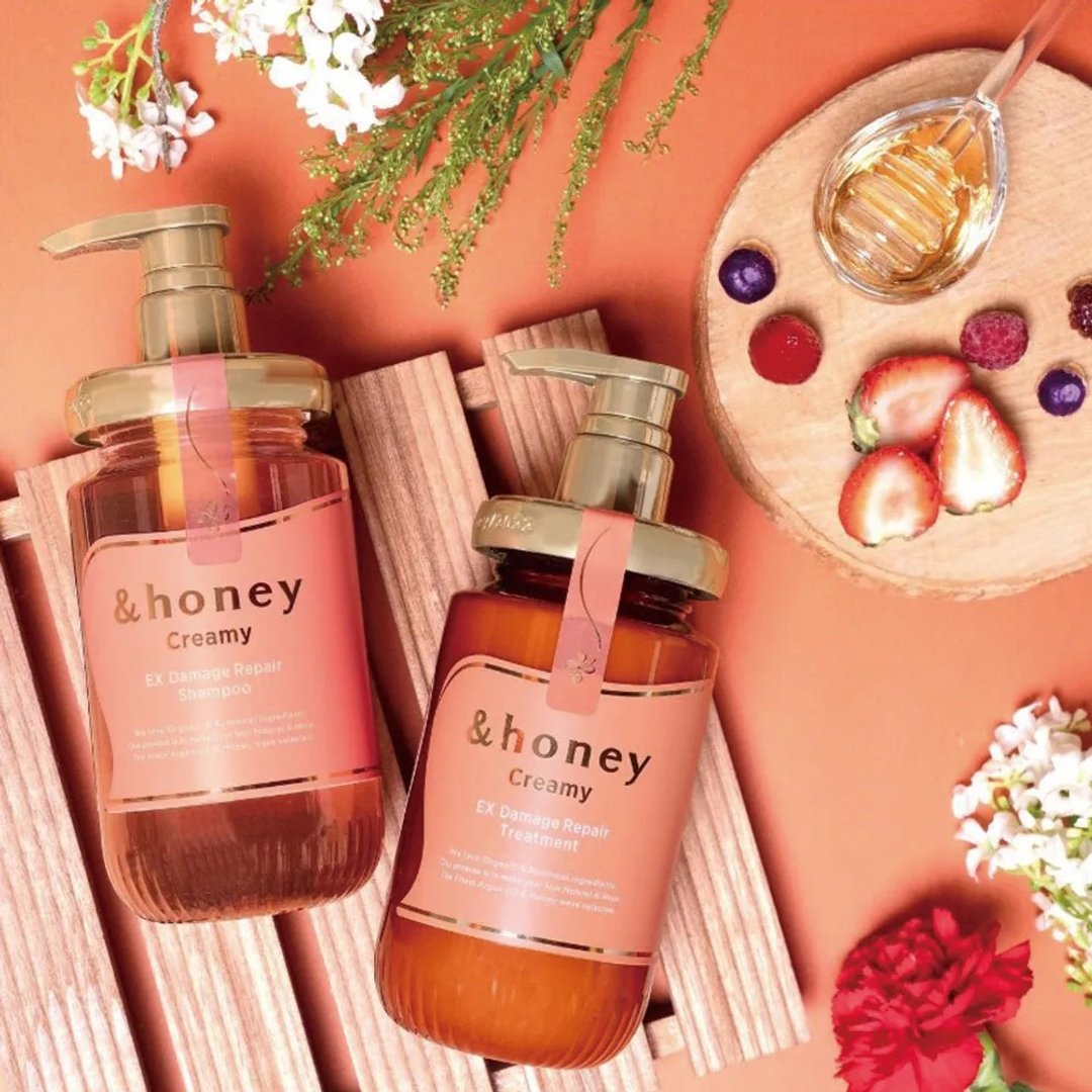日本 &honey creamy 蜂蜜莓果修护洗润发2件组 - 洗发用品 - 其他材质 橘色
