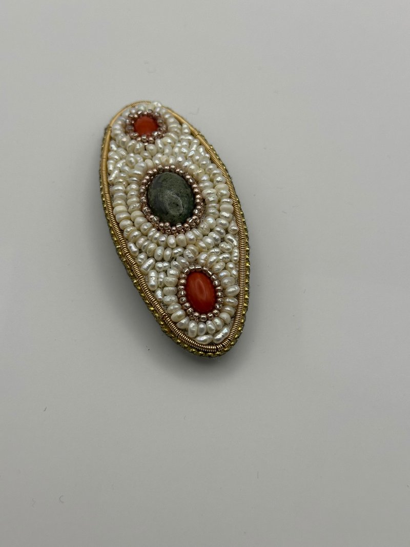 民族风格、手工制作、淡水珍珠发夹 - 发饰 - 珍珠 