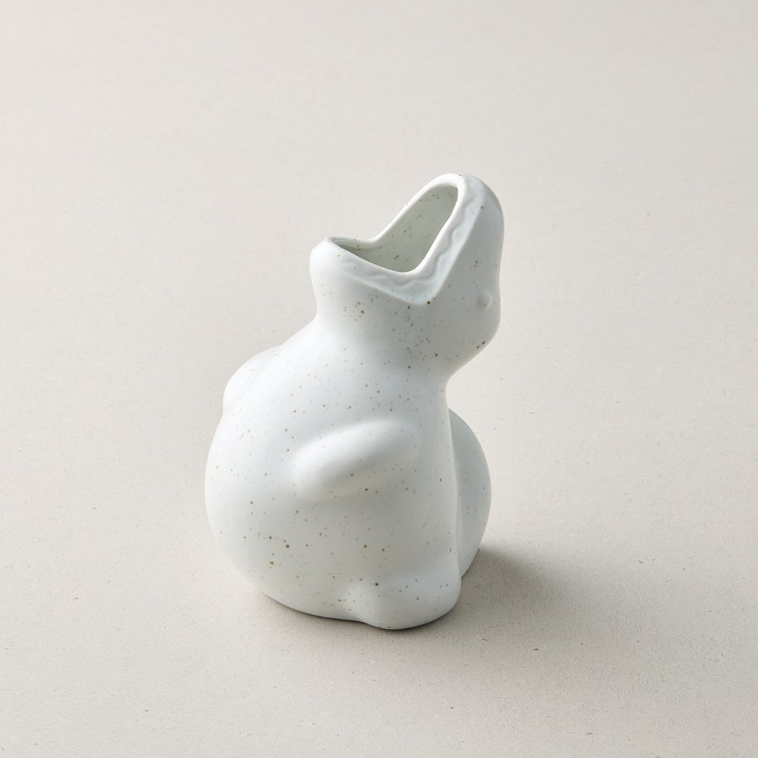 日本美浓烧 - 江户仰天大肚龙花瓶 (13.5cm) - 花瓶/陶器 - 瓷 白色