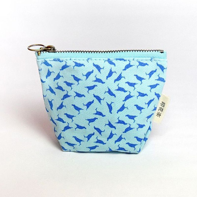 拉链零钱包/台湾八哥4号/蔚蓝色 - 零钱包 - 棉．麻 蓝色