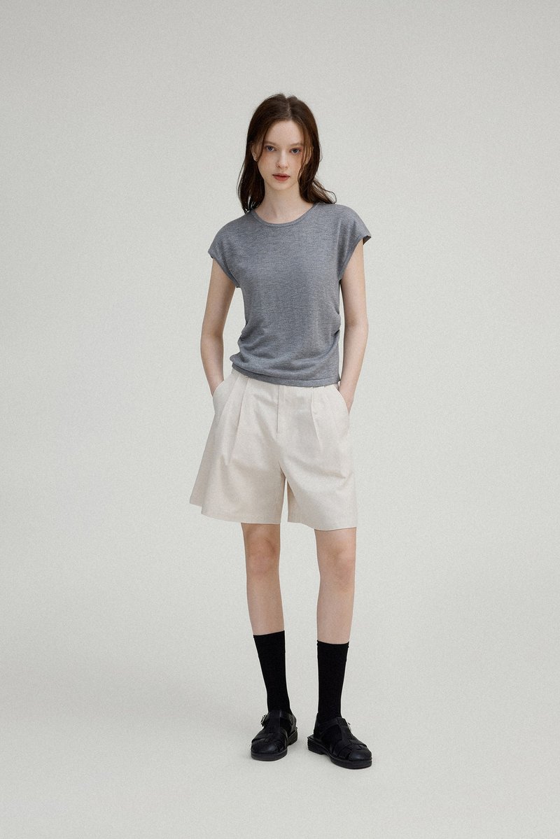 奶油触感 cleanfit绵羊毛桑蚕丝短袖T恤 多色 - 女装 T 恤 - 其他材质 多色