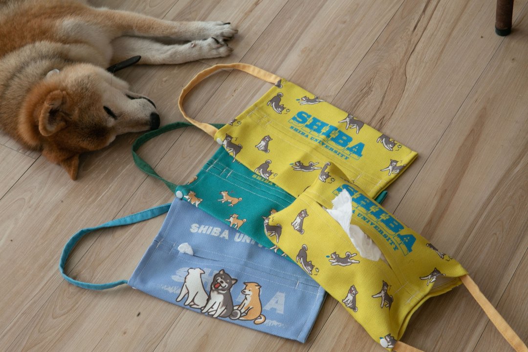 柴犬三重奏面纸套 面纸盒 面纸收纳 卫生纸套 卫生纸盒 - 纸巾盒 - 棉 多色