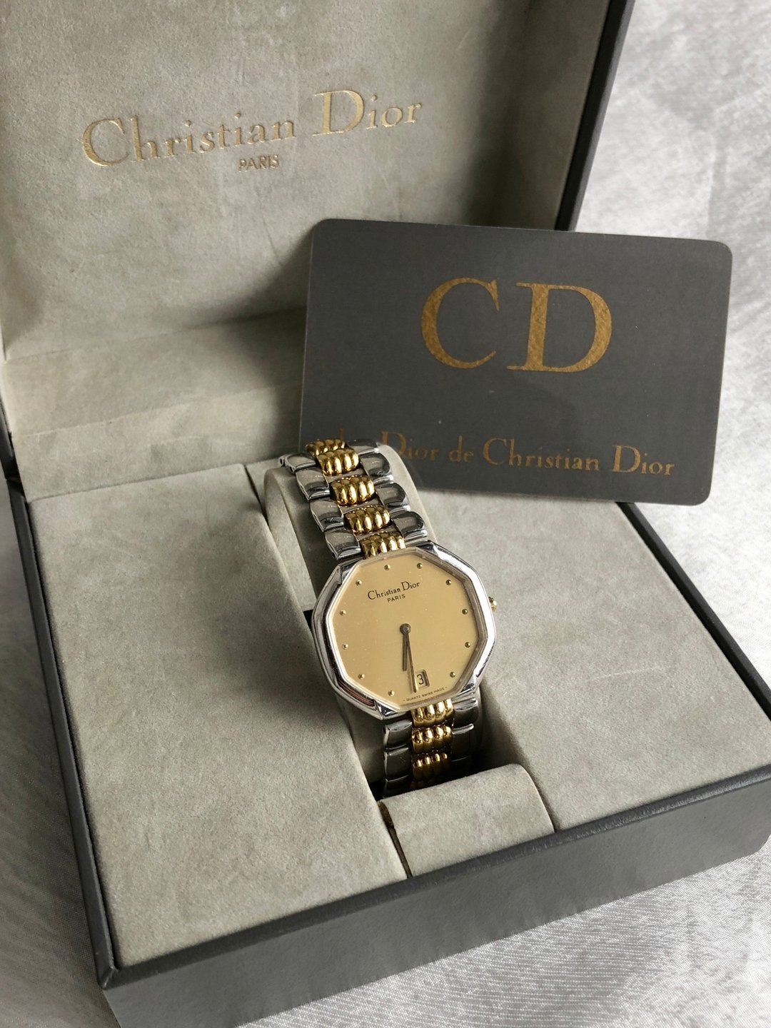 【日本直送 名牌中古包】Christian Dior 腕表 金色 银色 八角形 不锈钢 石英 40.203 773m7b - 女表 - 不锈钢 金色
