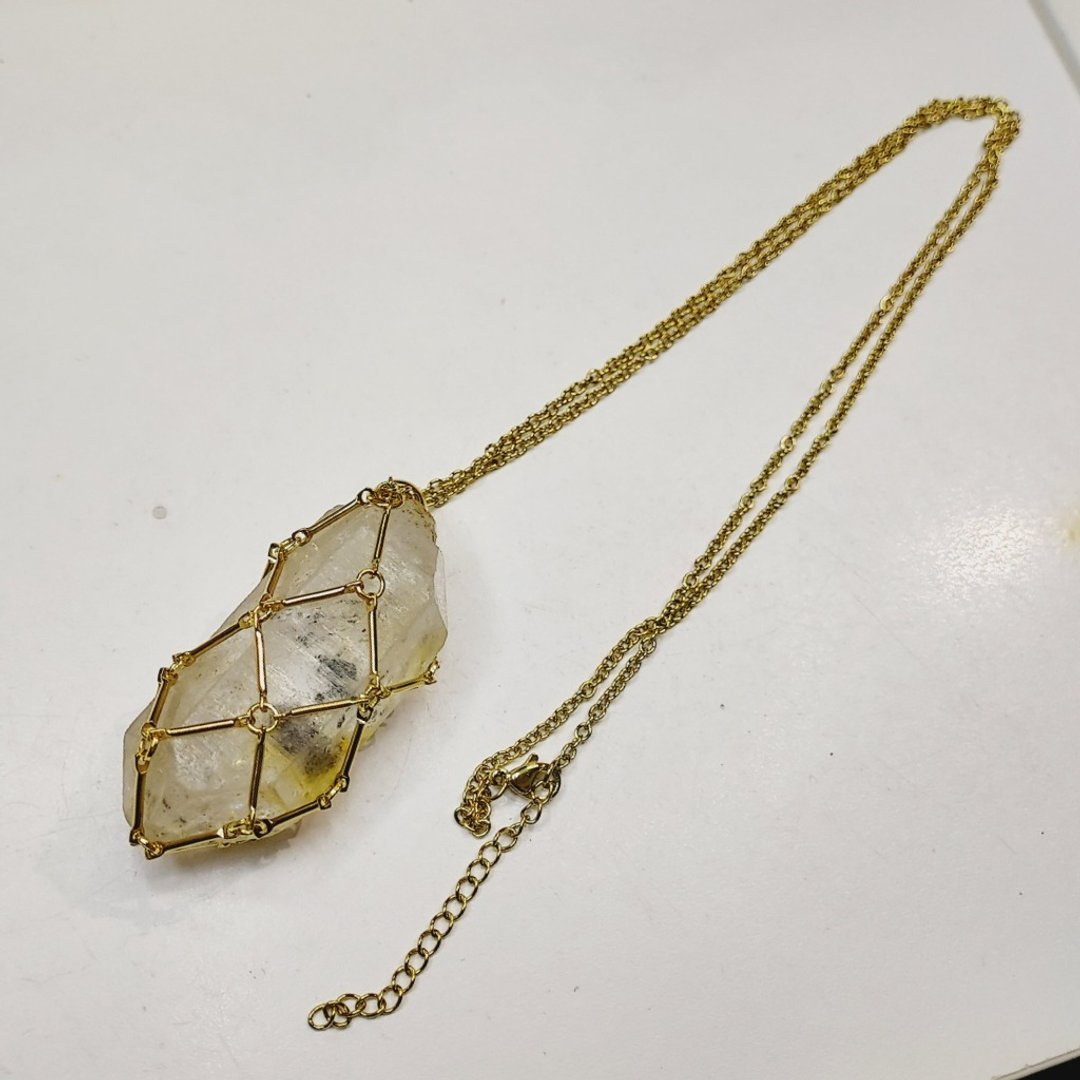 水晶原石吊坠颈錬 - 可以自己更换水晶原石 - 项链 - 其他金属 