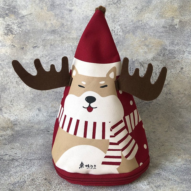 圣诞柴犬 可爱 手提包 送礼 - 手提包/手提袋 - 纸 红色