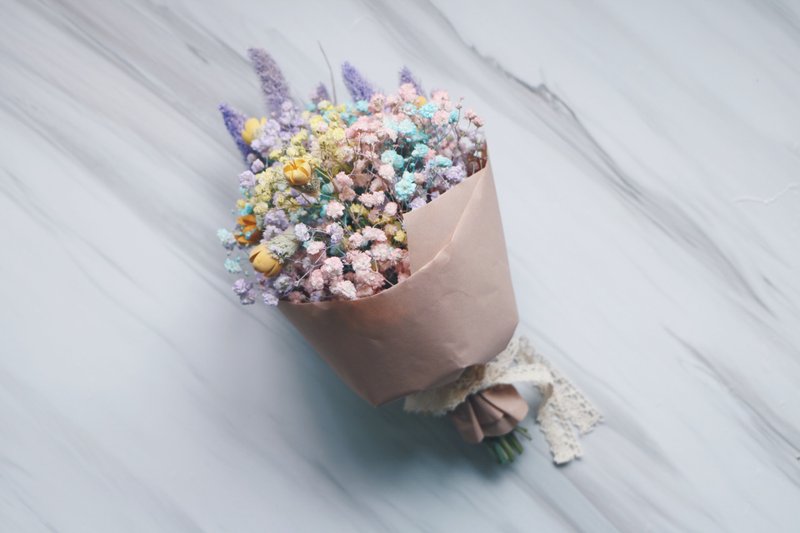 Henflo彩虹爆米花花束/毕业花束/情人节/干燥花 - 植栽/盆栽 - 植物．花 