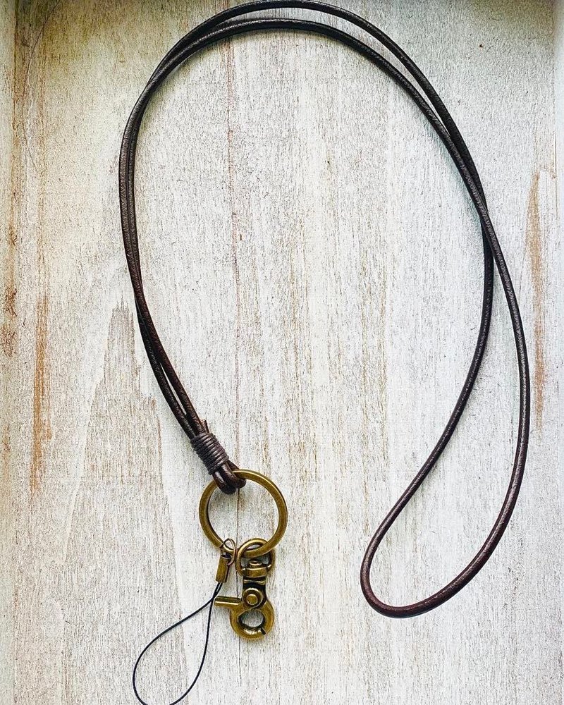 圆 棕色 皮革挂绳 真皮吊绳　手机/证件套/识别证/悠游卡/钥匙 - 挂绳/吊绳 - 真皮 咖啡色