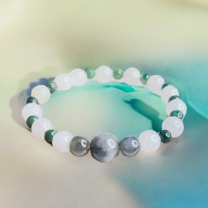 乌鸡翡翠圆珠手珠手链 | 天然缅甸玉A货翡翠 | 送礼 - 手链/手环 - 玉石 多色