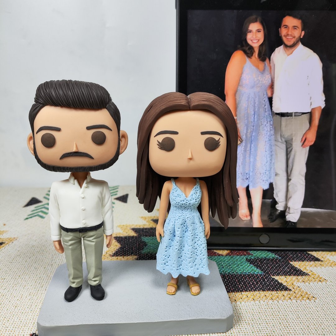 纯手工定制美国Funko Pop 自画像公仔情侣父母夫妻结婚周年礼物 - 玩偶/公仔 - 粘土 多色