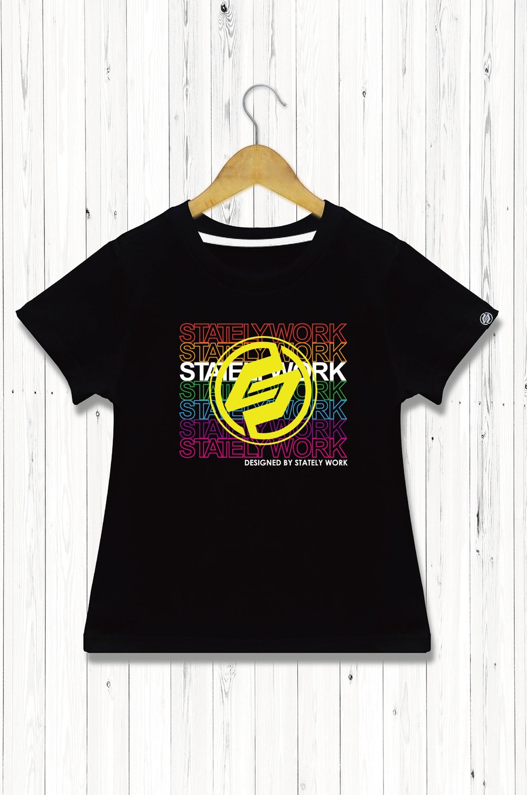 STATELYWORK 霓虹LOGO T-童装短T - 其他 - 棉．麻 黑色
