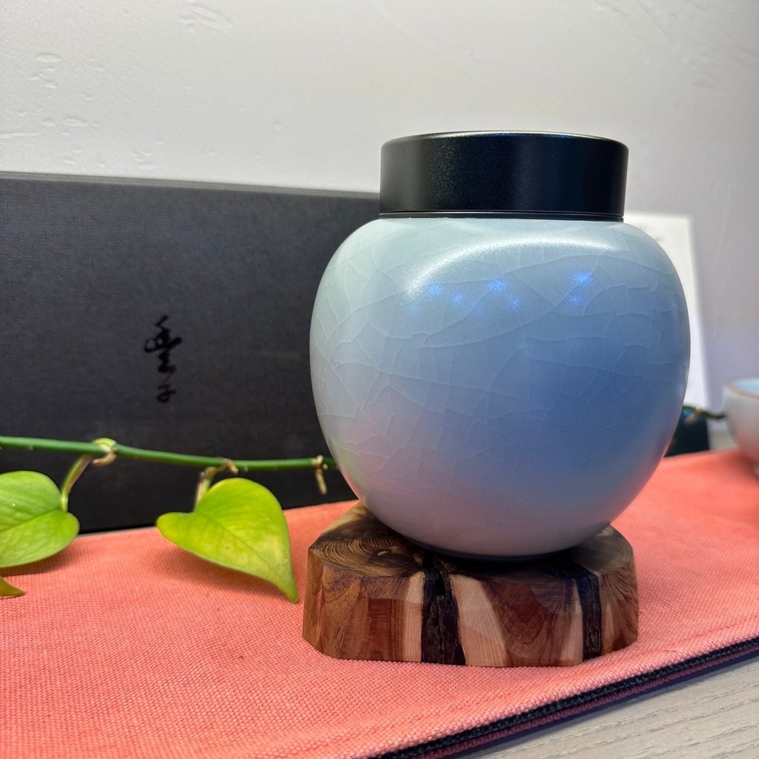台湾汝窑大师林德丰 - 圆福罐(现货+预购) - 茶具/茶杯 - 陶 蓝色
