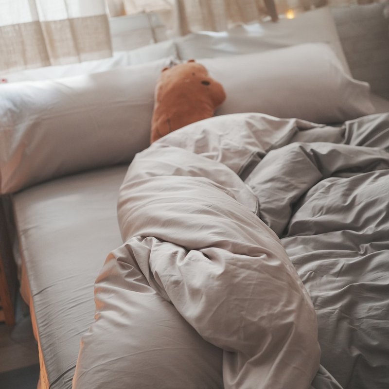 光影【天丝棉】80S天丝+60s纯棉 薄床包两用被组 台湾制 - 寝具 - 其他材质 灰色