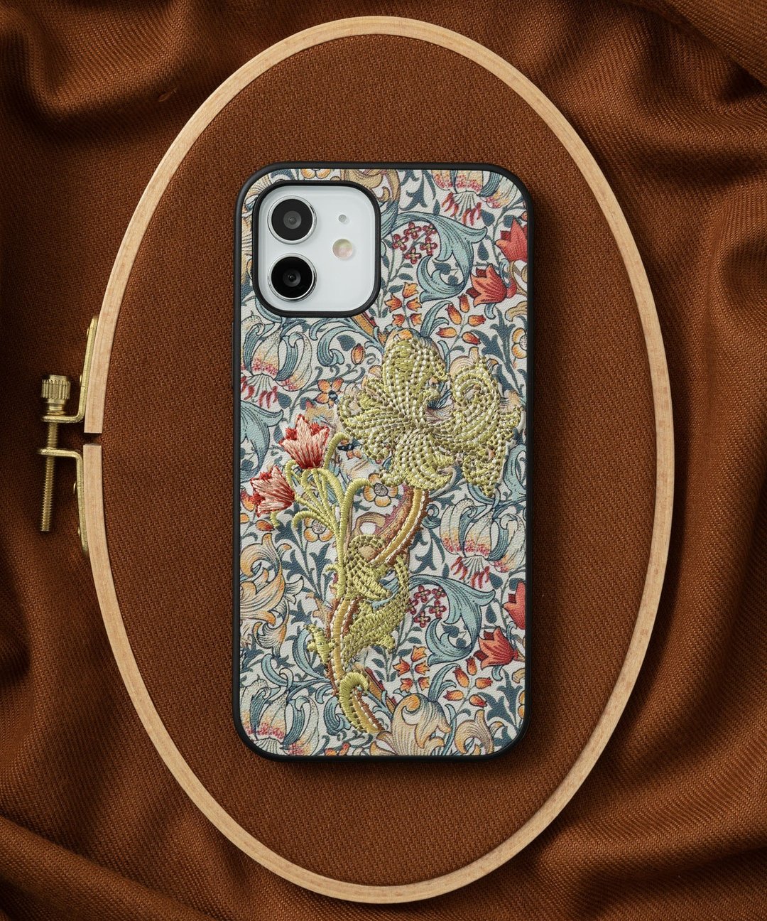 3D 刺绣智慧型手机保护壳 iPhone12 PU 皮革 William Morris 猫动物 03:NAG1354 - 手机壳/手机套 - 塑料 多色
