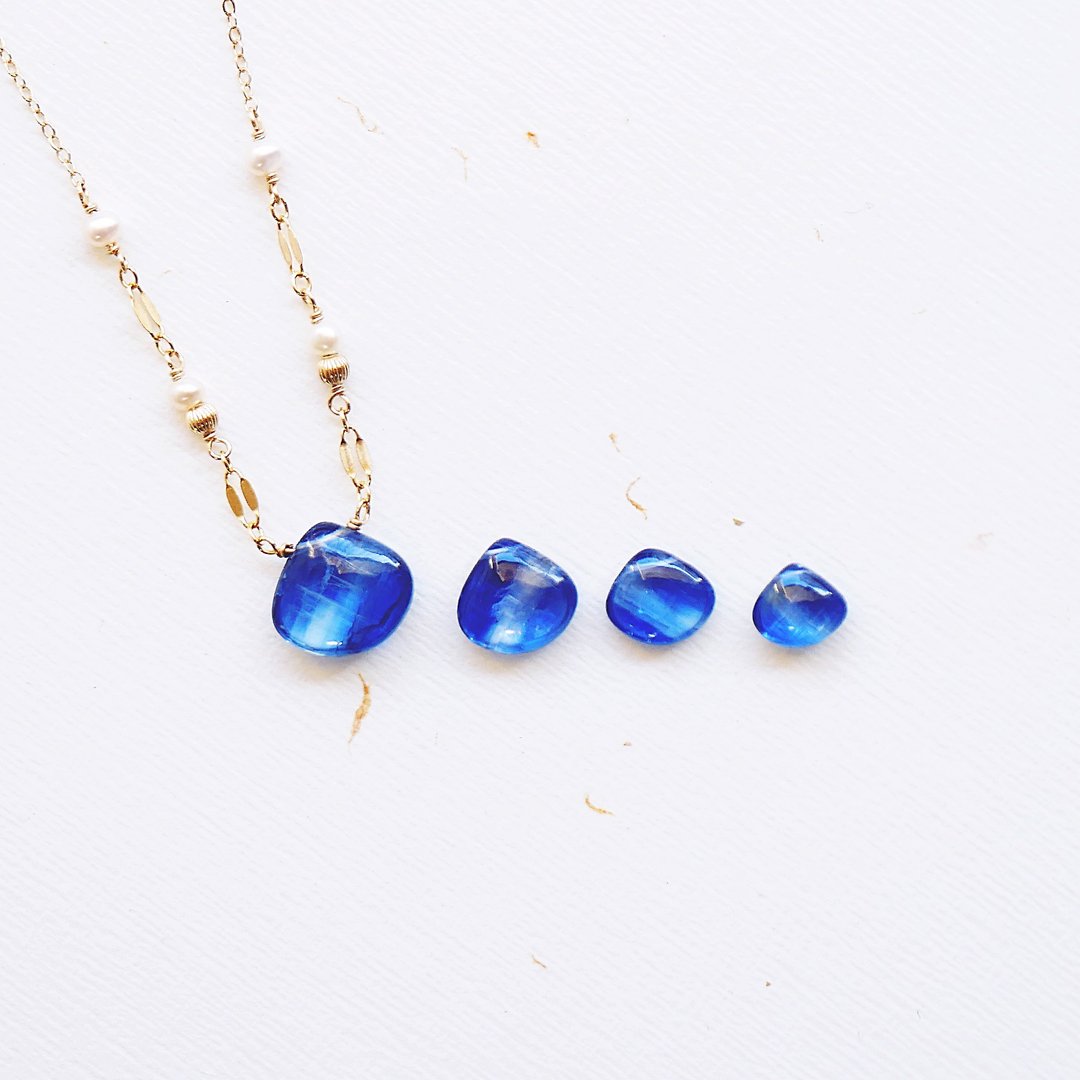 绝美蓝晶 浓郁靛蓝 小华丽感14K 项链 珠宝级 海蓝 定制 - 项链 - 宝石 蓝色