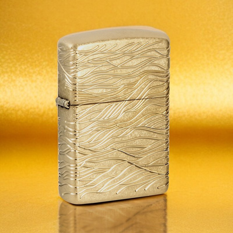 【ZIPPO官方旗舰店】奢华波纹-流金雕刻防风打火机 46273 - 其他 - 铜/黄铜 金色