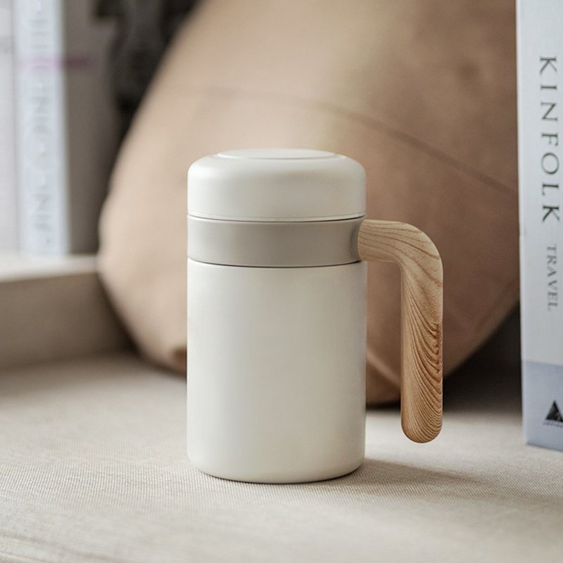 【SWANZ】瓷芯马克杯 (420ml 珍珠白) - 保温瓶/保温杯 - 陶 白色