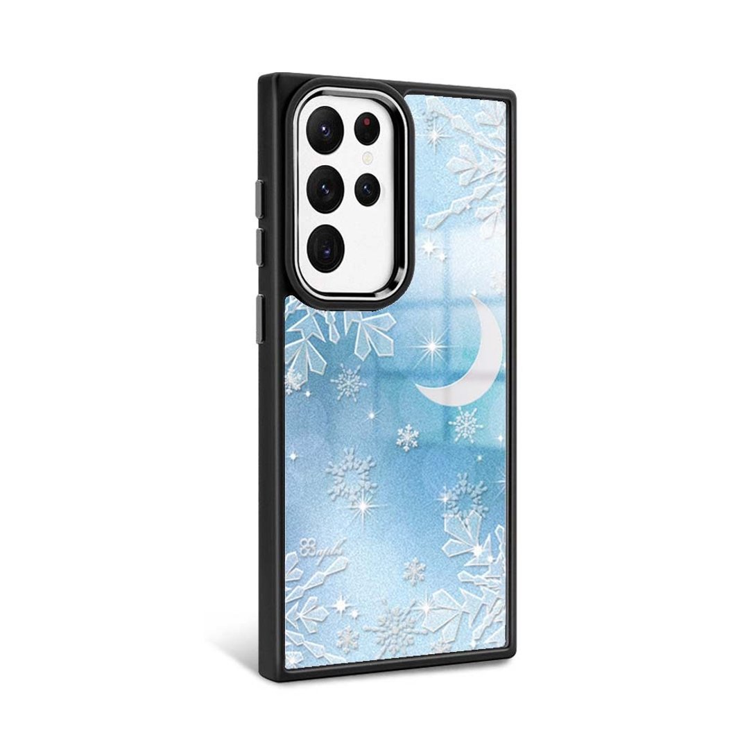 Samsung S24 系列 防摔合金框磁吸镜面手机壳 - 凝雪星月 - 黑框 - 手机壳/手机套 - 其他材质 多色