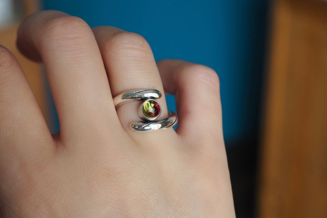 Beautiful ring peridot, ruby - 戒指 - 半宝石 绿色