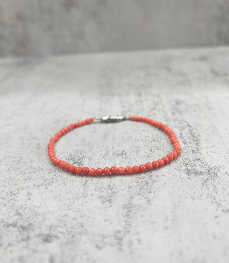 天然珊瑚手链 沙丁圆珠2.5 ~ 3mm 串珠手链 - 手链/手环 - 宝石 