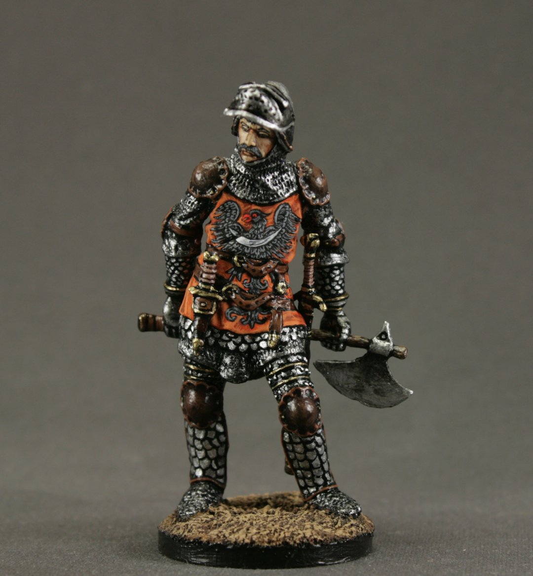 European knight Handmade Miniature Art Model Soldier 54 mm Unique Gift for Man - 玩偶/公仔 - 其他金属 银色
