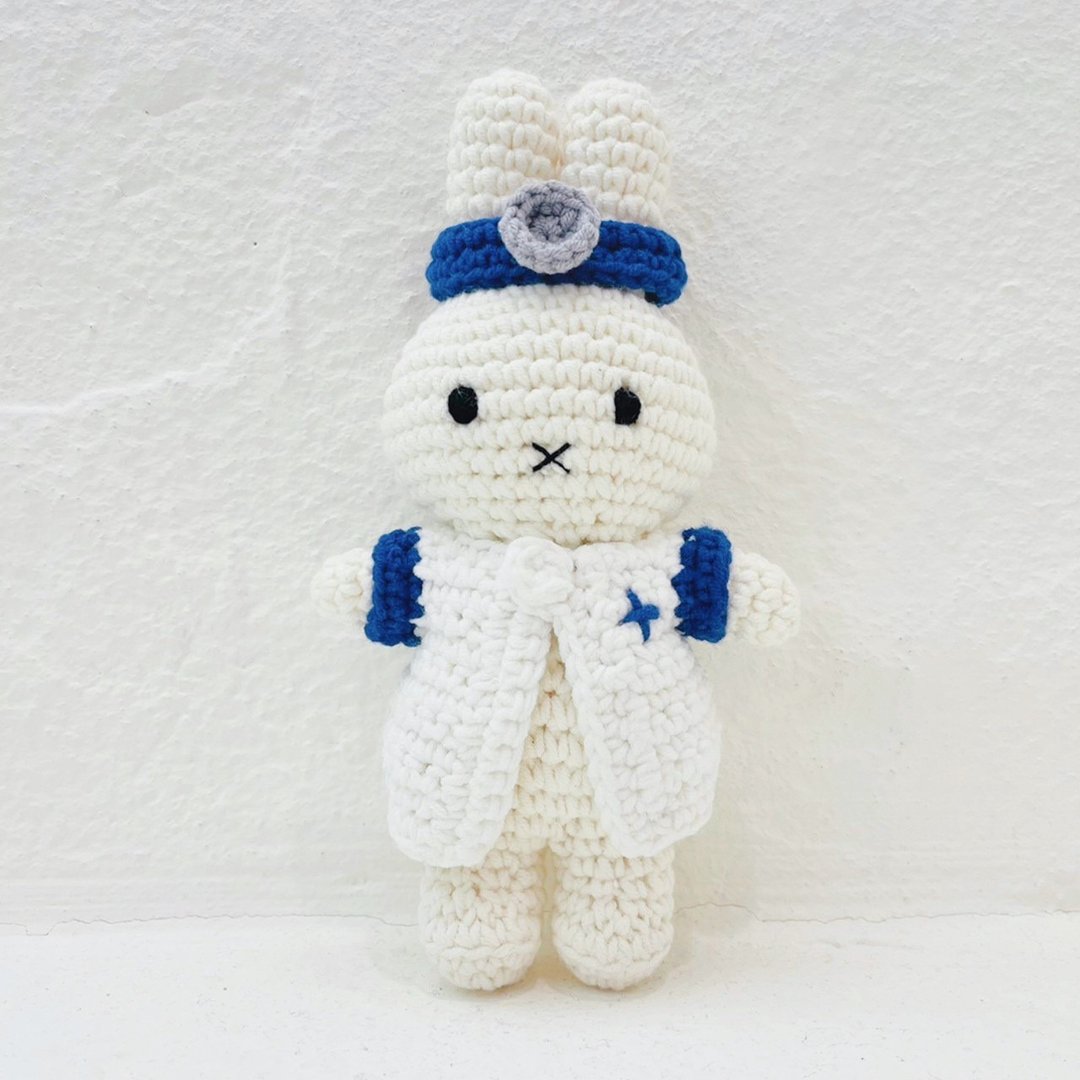 荷兰 Just Dutch | Miffy 小米飞 编织娃娃 UMC 联名款 医生款 - 玩偶/公仔 - 棉 白色