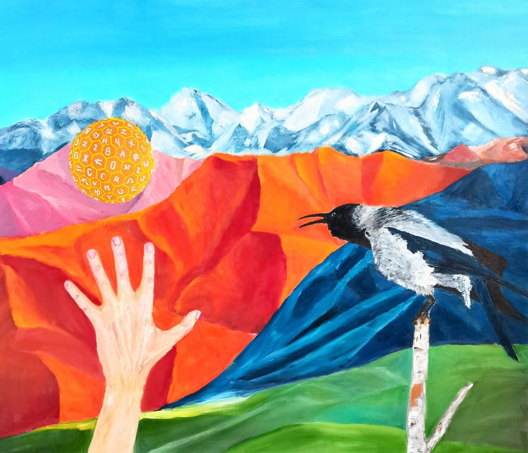Mountain Painting /Raven Original Art /Landscape Oil Painting/ Wall Art Style - 海报/装饰画/版画 - 棉 多色
