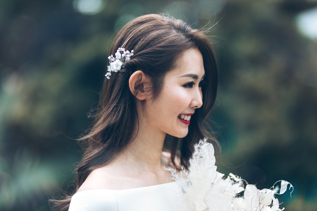 Rachel - 施华洛世奇水晶珍珠新娘发梳 - 发饰 - 其他金属 金色