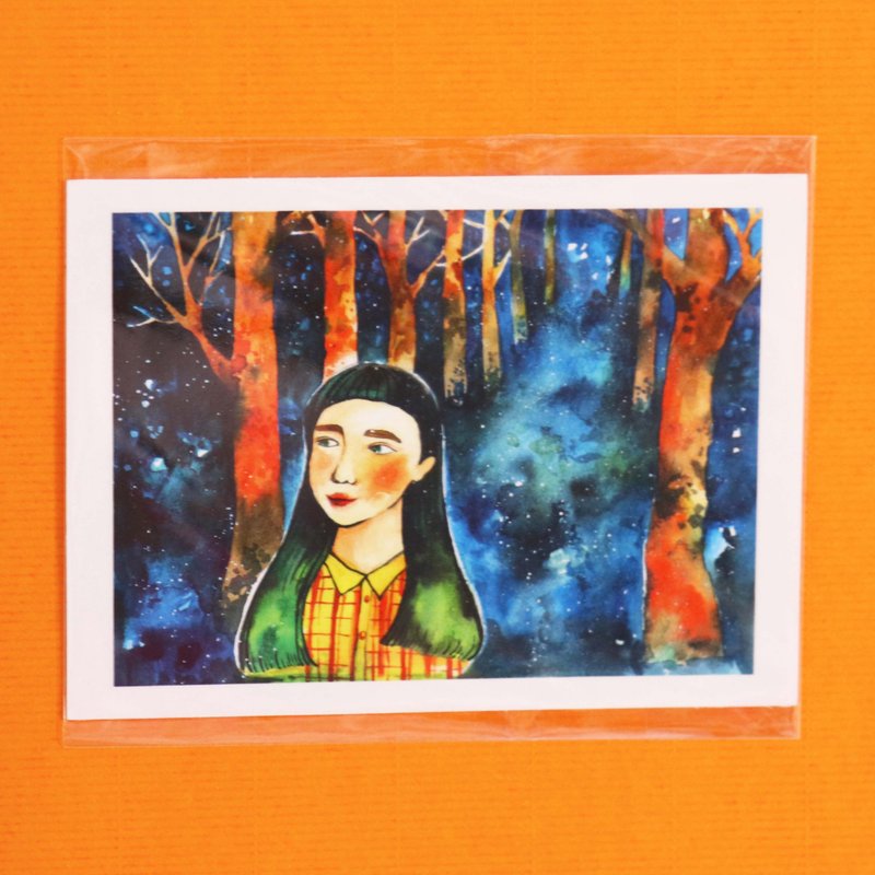 眉上浏海明信片/手绘设计 - 卡片/明信片 - 纸 蓝色