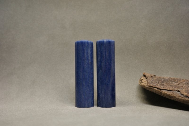 【好石多磨】蓝纹石_玉石印章_夫妻结婚对章_圆章 - 印章/印台 - 玉石 蓝色