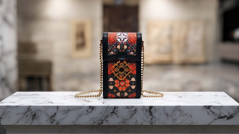 ANDERLOS玫瑰印花手机包肩背包瑰丽情深 - 侧背包/斜挎包 - 真皮 红色