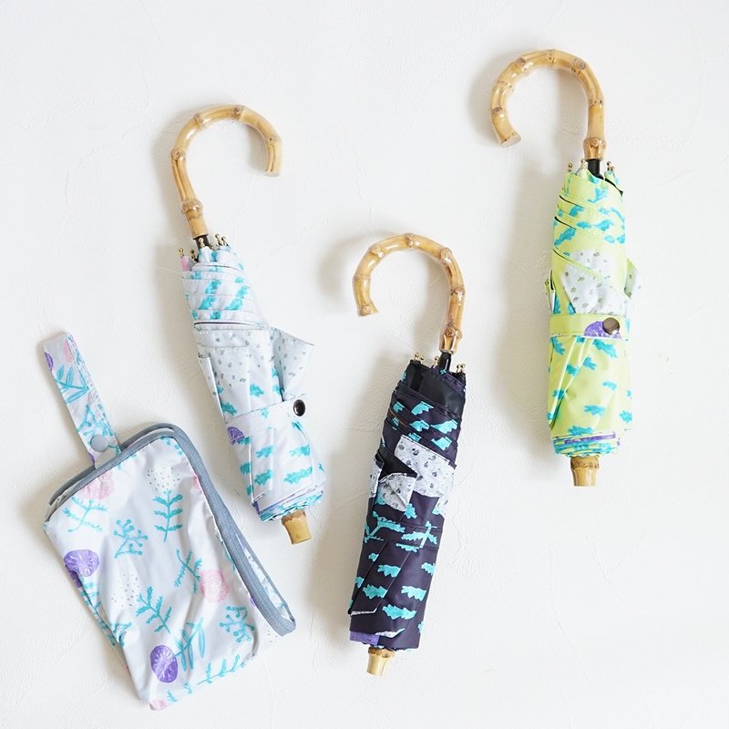 竹柄防紫外线折叠伞 阻挡99.9%紫外线 UPF50+晴雨天皆可使用 - 雨伞/雨衣 - 防水材质 多色