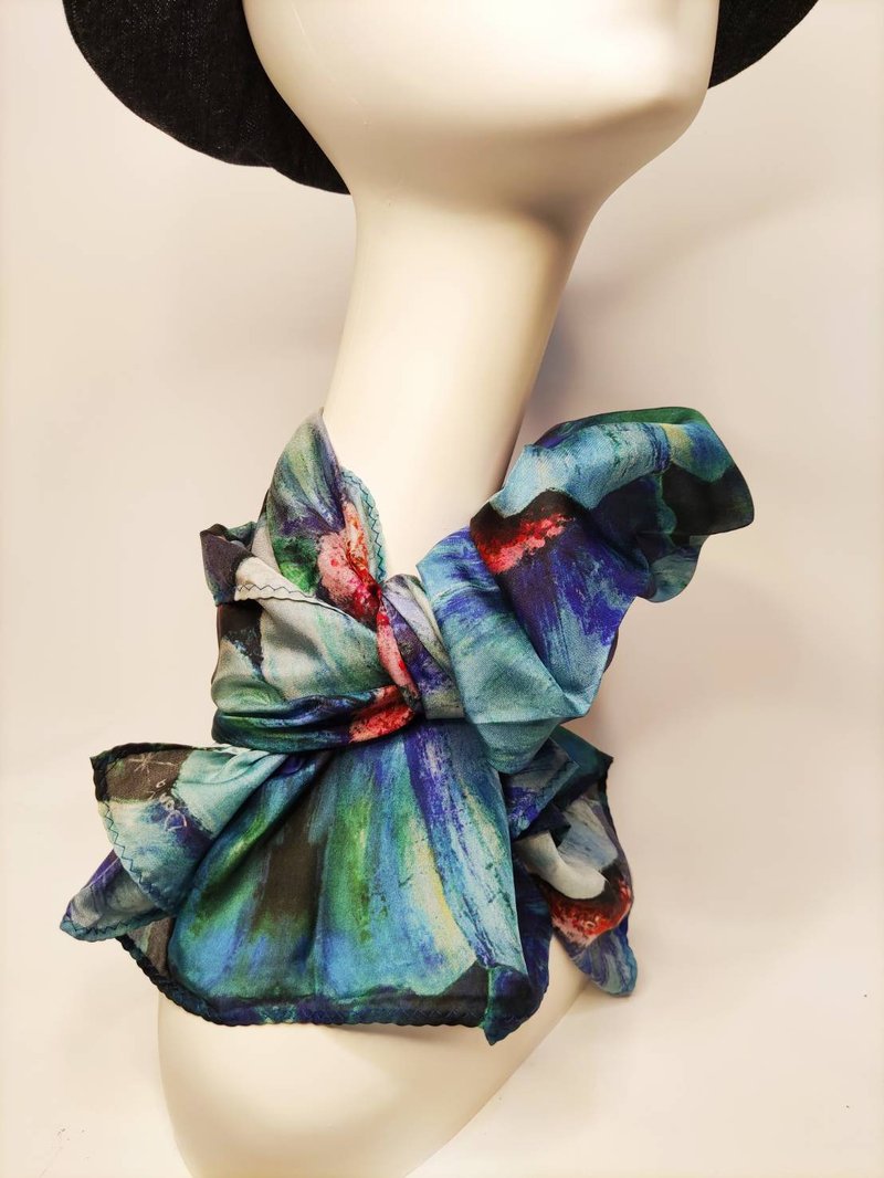 米唐亚时尚-艺术商品化-Blue蚕丝巾订制-文创礼品-小众设计师品牌 - 丝巾 - 丝．绢 多色