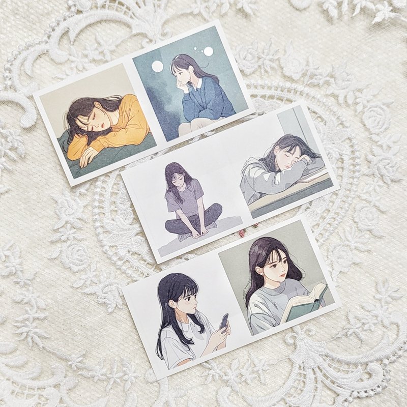 思考女孩 - 贴纸 - 纸 灰色