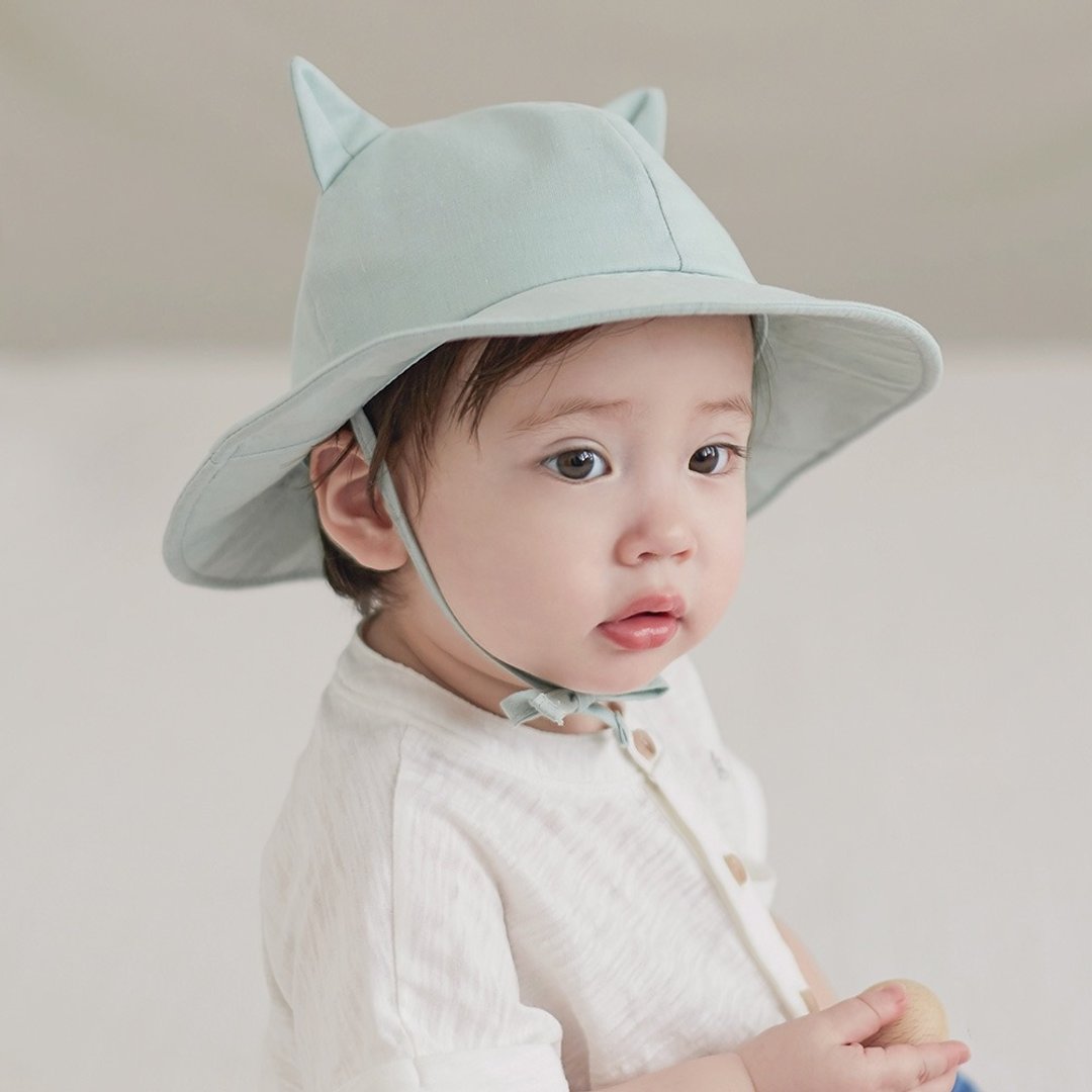 Happy Prince Korben 婴童纯棉麻遮阳帽 韩国制 - 婴儿帽/发带 - 棉 绿色
