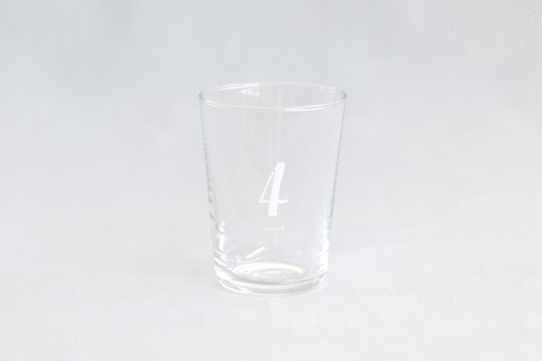 【+t企划】数字杯-白 4 - 玻璃杯 - 玻璃 透明