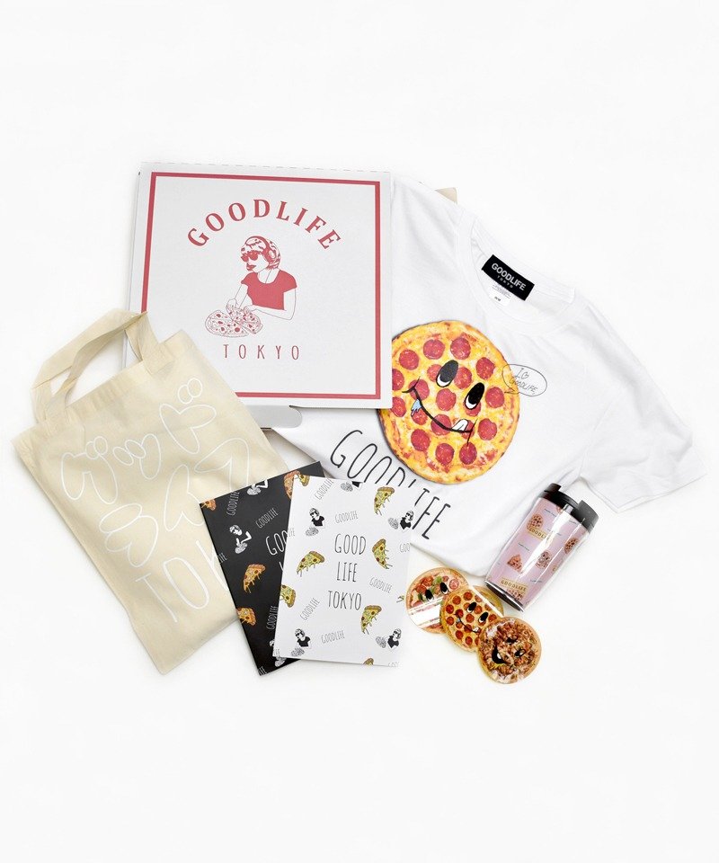 GOODLIFE TOKYO 'PIZZA BOX' 5 Piece Set - 女装 T 恤 - 棉．麻 白色