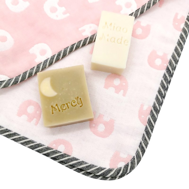 Mercy新生儿小盖毯综合礼盒 ( 粉色 / 灰色 ) - 满月礼盒 - 棉．麻 